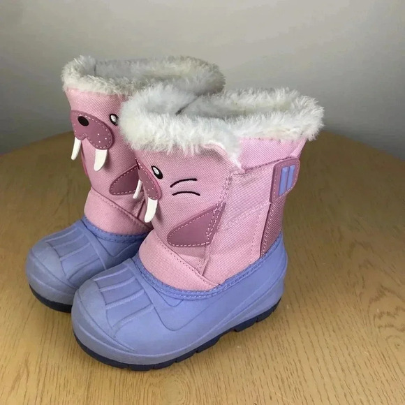 Cat & Jack Toddler Toddler Girl’s Size 6 Snow Boots Walrus Pull On Winter Boots - Picture 6 of 9